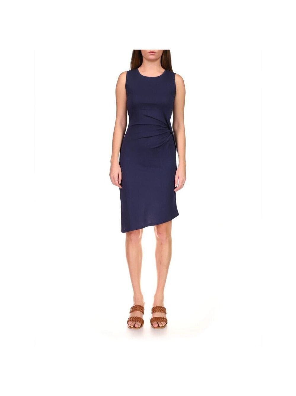 MICHAEL KORS Women's Crewneck Draped Dress Midnight Blue Size P/L